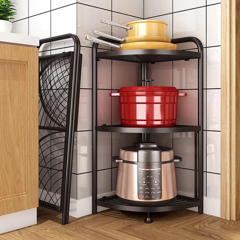 Tripod Folding Trolley Rack, Kitchen Bathroom Corner Storage Shelf, Home Snack Vegetables Storage Rack, Multifunctional Extension Parallel Trolley