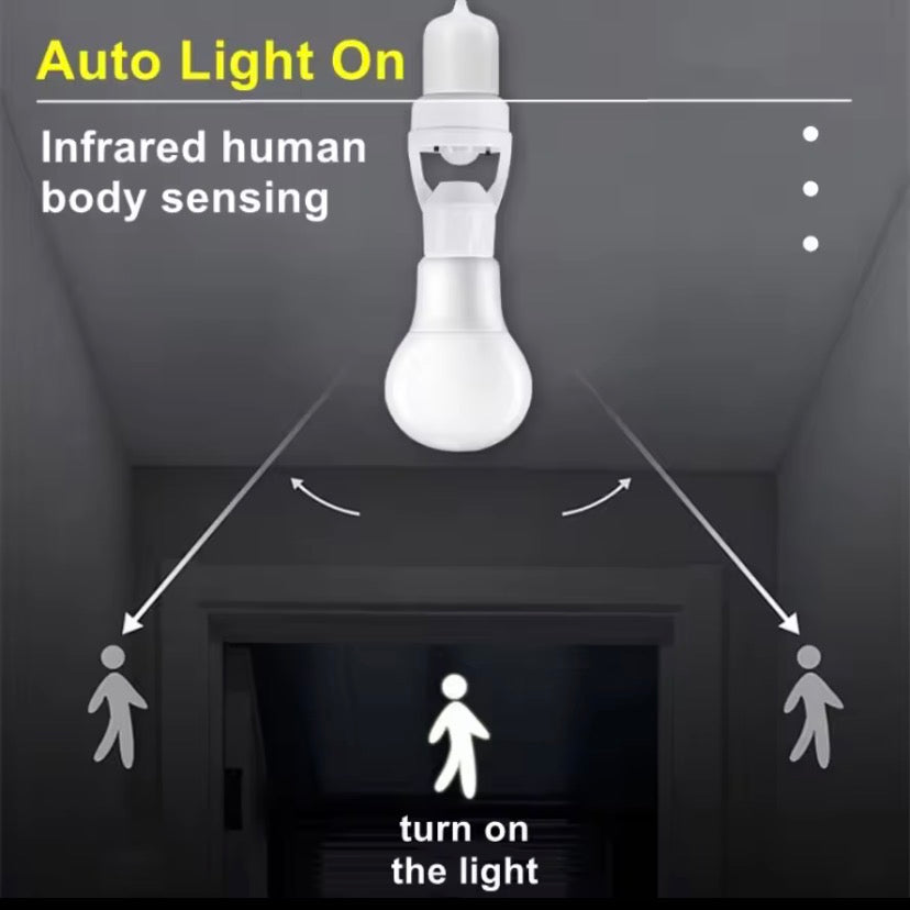 Smart Motion Sensor Bulb Holder, Auto On/Off Light Socket Adapter, Motion Sensor Light Bulb Socket Adapter, Smart Bulb Holder with Motion Detection