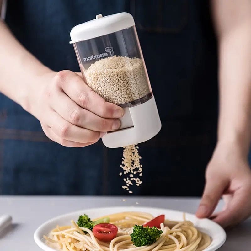 Press Type Spice Shaker, Measuring Seasoning Box, Press-Type Quantitative Salt Shaker, Household Metering Press Salt Sprinkling Tank