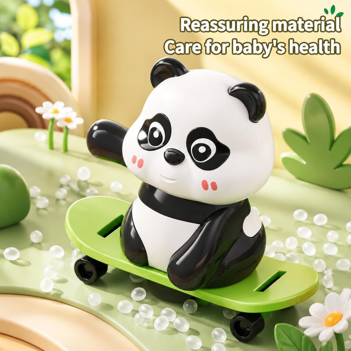 Multi Action Panda Fun Toy, Panda Skateboard & Hula Hoop Toy, Interactive Panda Adventure Toy, Kids Panda Dancing & Skateboard Toy, Panda Fun Activity Toy for Kids