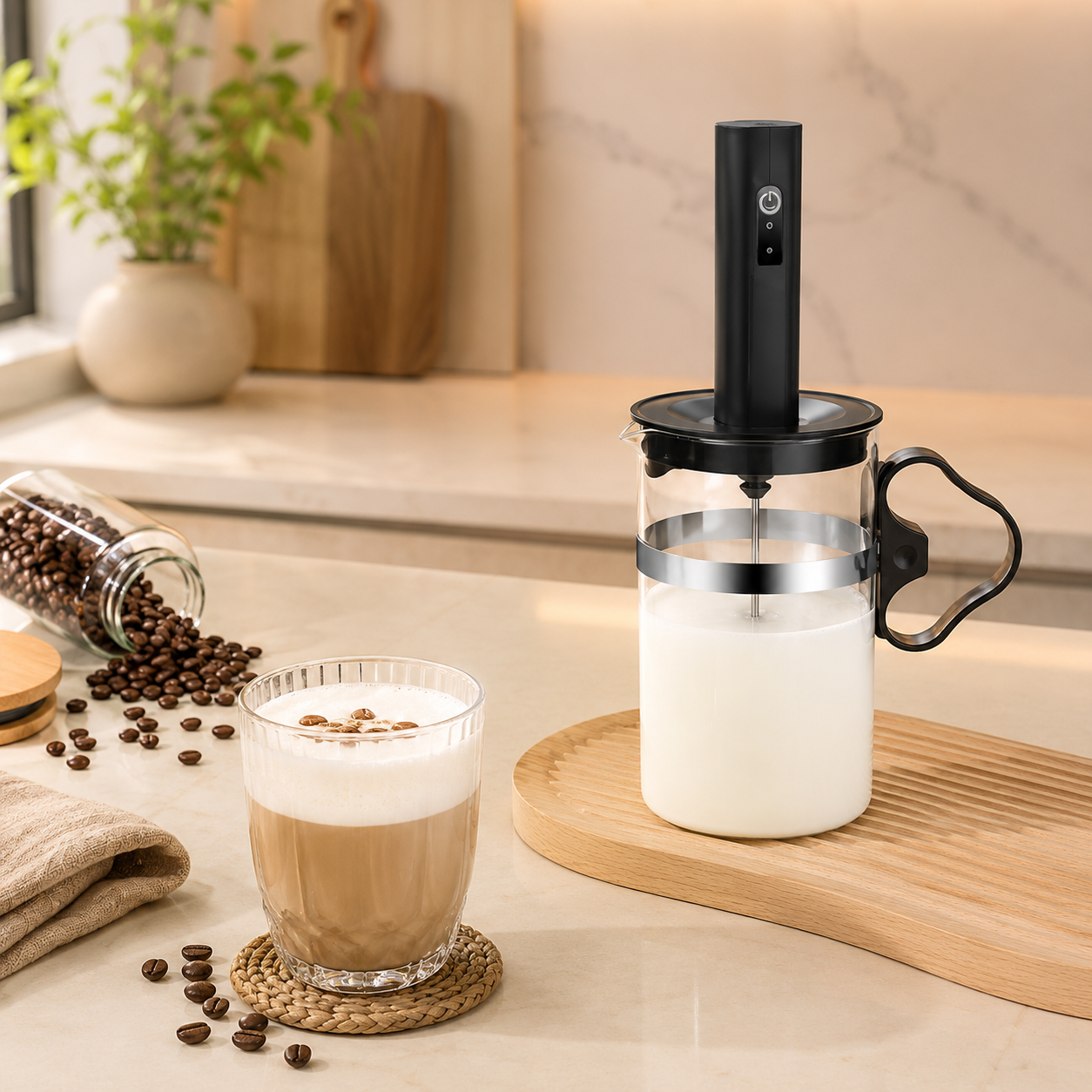 Electric Milk Frother And Foam Maker, Rechargeable Automatic Milk Frother, Mini Handheld Milk Frother With Cup
