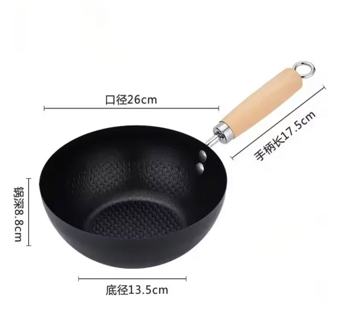 Non Stick Iron Frying Pan With Handle, Easy to Clean Cooking Pot, Kitchen Cookware Gadget
