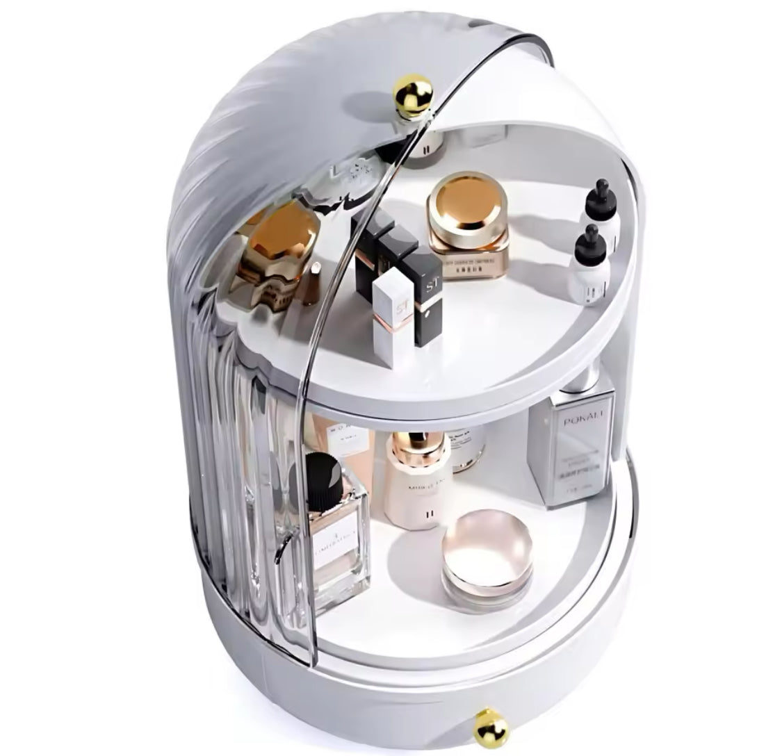 360° Clear Rotating Makeup Organizer, Large Capacity Storage Display Case, Countertop Cosmetics Storage Vanity Shelf