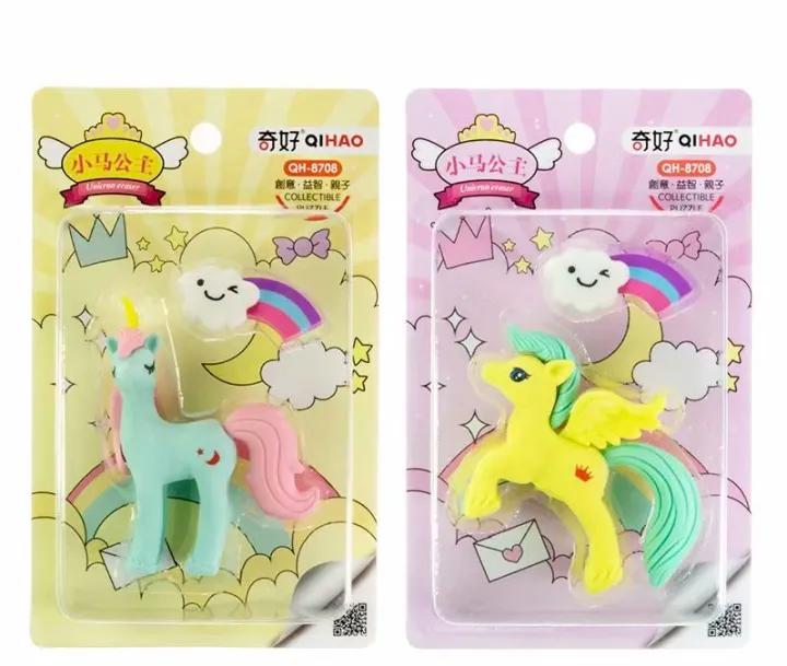 Unicorn And Doll Design Erasers, Cute Doll Set Erasers, New Colourful Girls Stationery