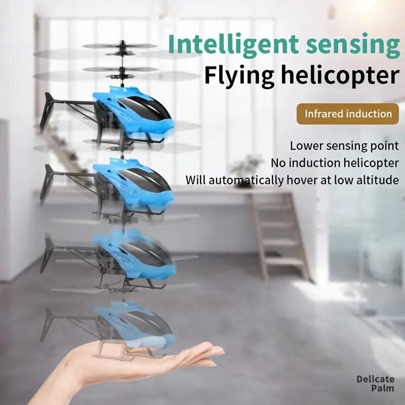 Mini RC Helicopter, 2Ch Electric Rc Flying Toy, Plastic Flashing Light Plane Toy, Mini Drone Flying Helicopter, Rechargeable Hand-Sensing Drone Copter Toy, Realistic Indoor Outdoor RC Helicopter Toy