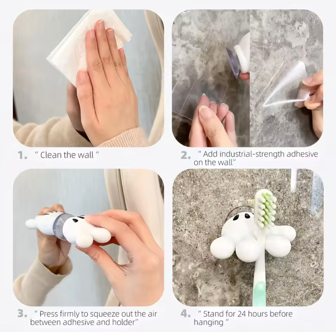 Set Of 2 Mickey Palm Grip Toothbrush Holder, Creative Bathroom Toothbrush Rack, Palm Wall Mounted Cable Holder, Cartoon Hand Self Adhesive Cable Holder