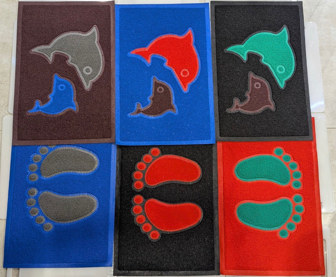 Dolphin And Footprint Doormats, Cute Waterproof Doormats, Marine Steps Doormats