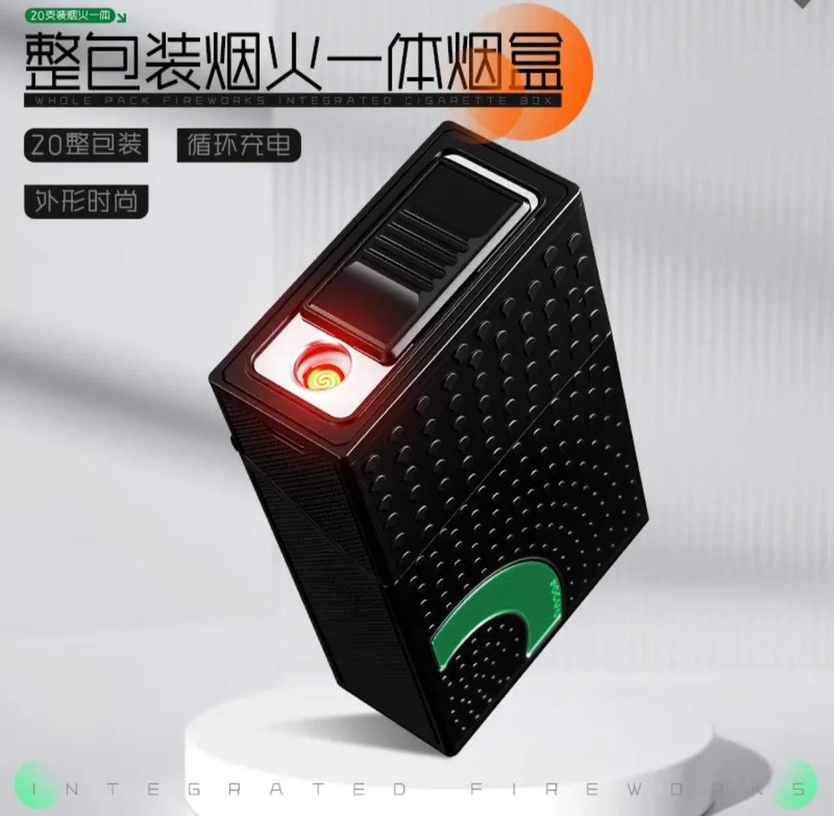 Rechargeable Lighter With Cigarette Case, Smart Cigarette Case with Built In Lighter, Windproof Electric Cigarette Lighter Case