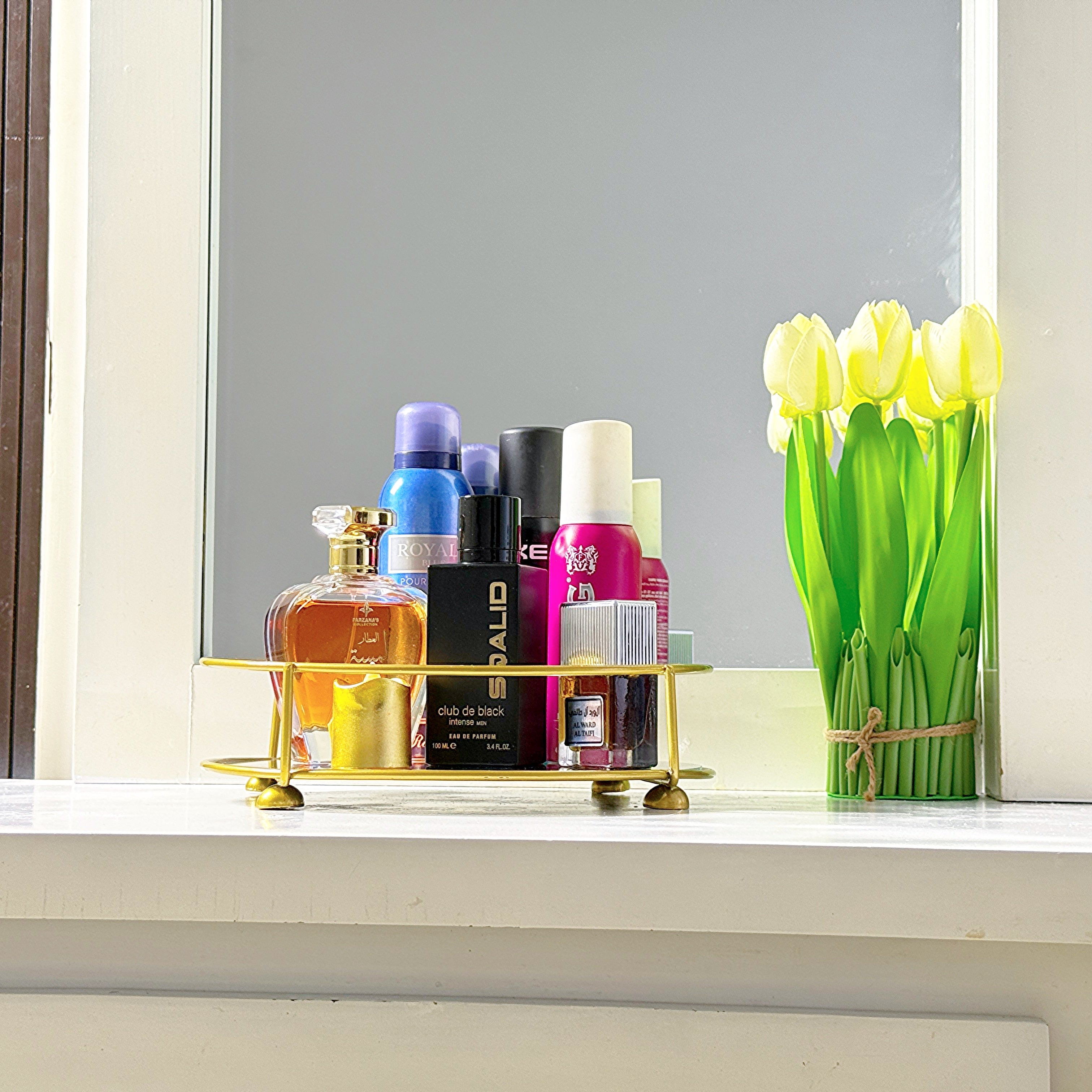 Classy Golden Vanity Tray, Multipurpose Cosmetic Jewellery Tray, Perfume Organizer Holder