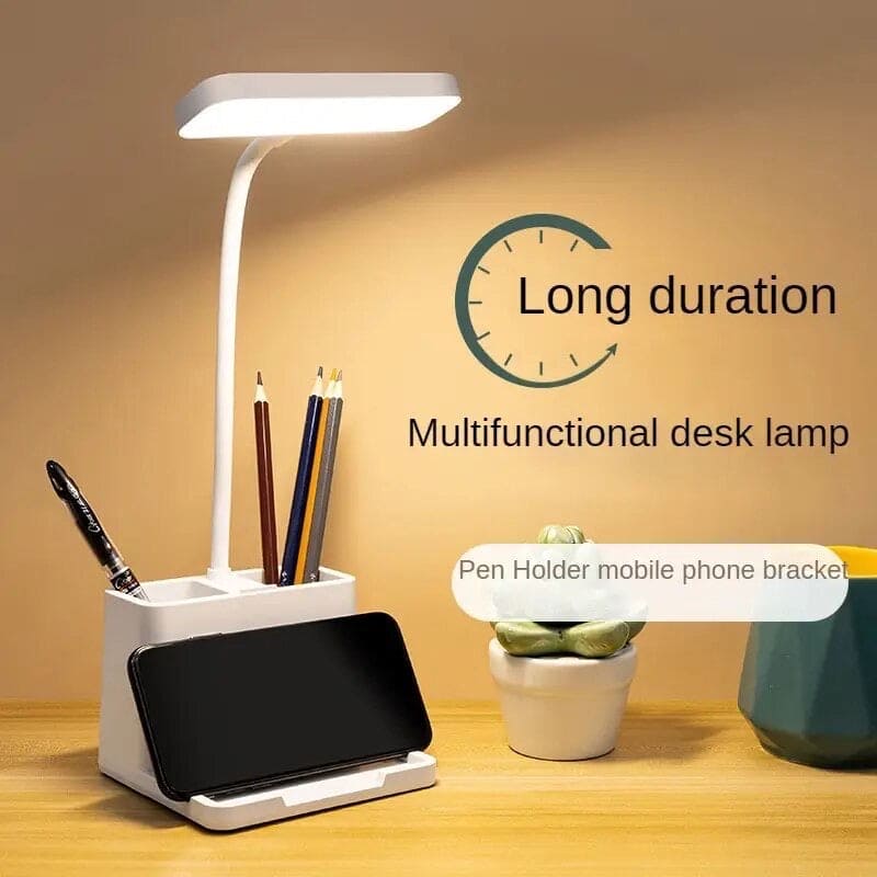 LED Table Lamp With Pen Holder, Long Bright Learning Light, Touch Control Night Light, Rechargeable Study Lamp, 3 Modes Dimming Bedside Light, Adjustable Gooseneck Reading Lamp