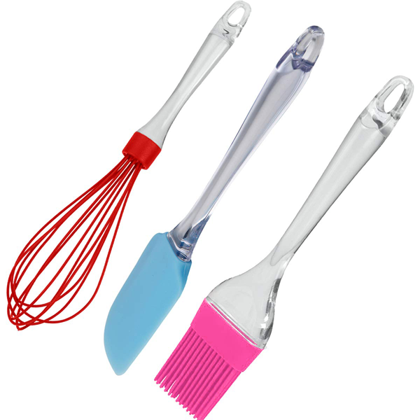 Set Of 3 Spatula Brush With Beater, Scrapers And Brush, Floor/ Butter Spatula Cake Decorations Baking Cooking Tool, 3in1 Silicone Spatula Oil Brush and Beater, Silicone Kitchenware Set