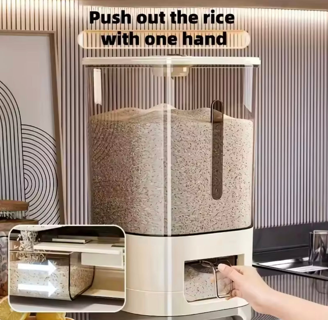 Transparent Kitchen Rice Storage Dispenser, Moisture Proof Cereal Dispenser, Sealed Storage Rice Container