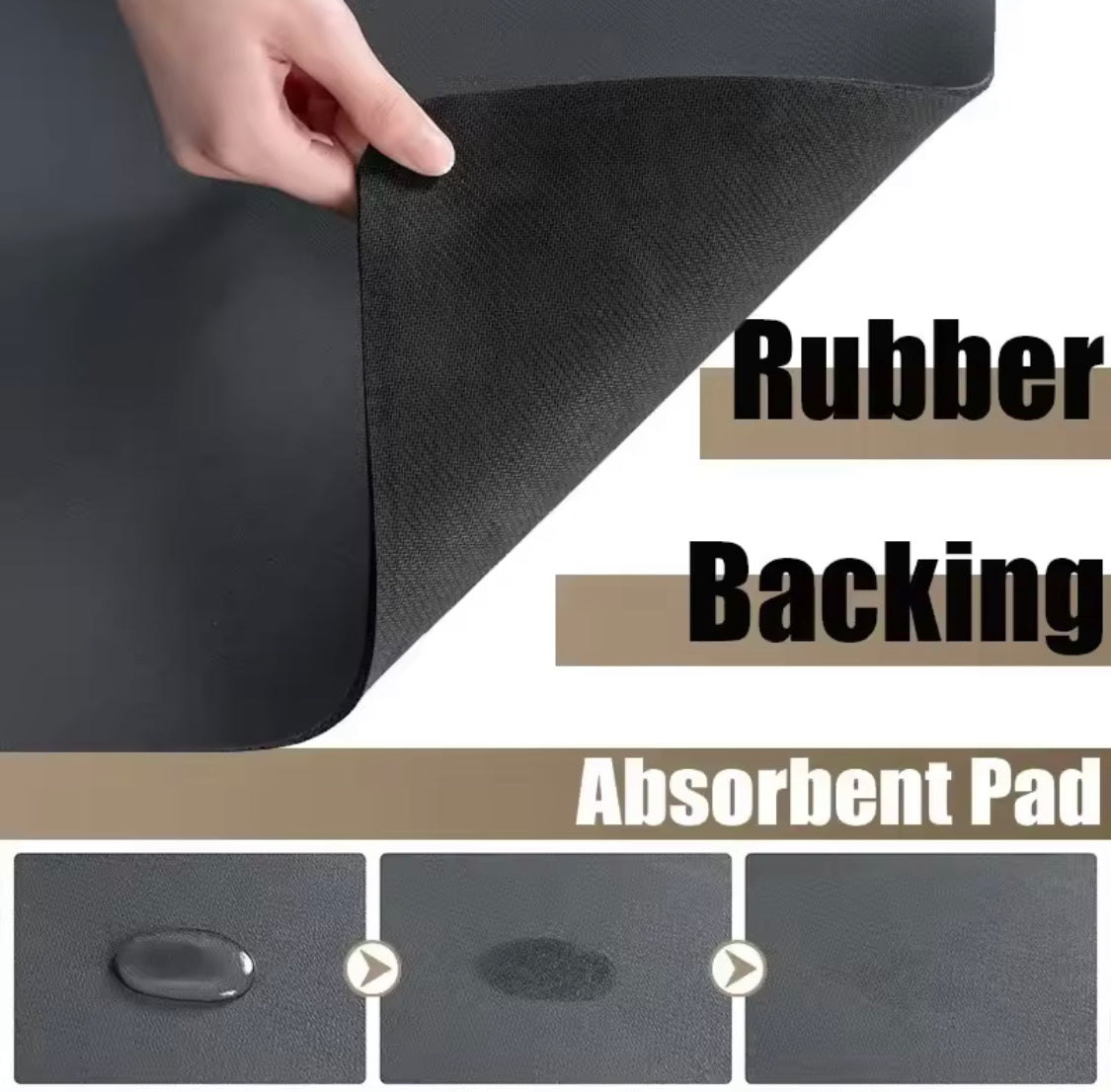 Kitchen Absorbent Tableware Drainage Mat, Waterproof Kitchen Countertop Drying Mat, Non Slip Waterproof Dish Drying Rack