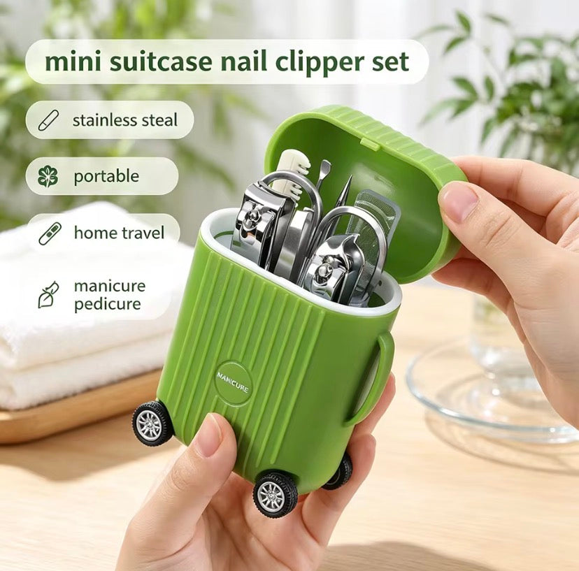 Mini Suitcase Style Nail Clippers Set, Stainless Steel Nail Care Tool, Mini Travel Manicure Pedicure Kit, Portable Beauty Care Accessories