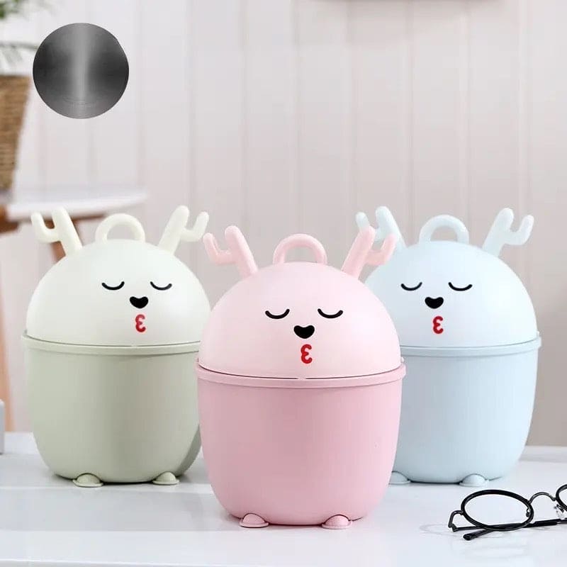 Cartoon Flip-top Trash Can, Mini Cute Desktop Trash Can, Paper Storage Basket Box with, Home Office Bathroom Trash Can, Waste Paper Trash Storage Bin, Garbage Storage Basket, Small Plastic Bin With Lid