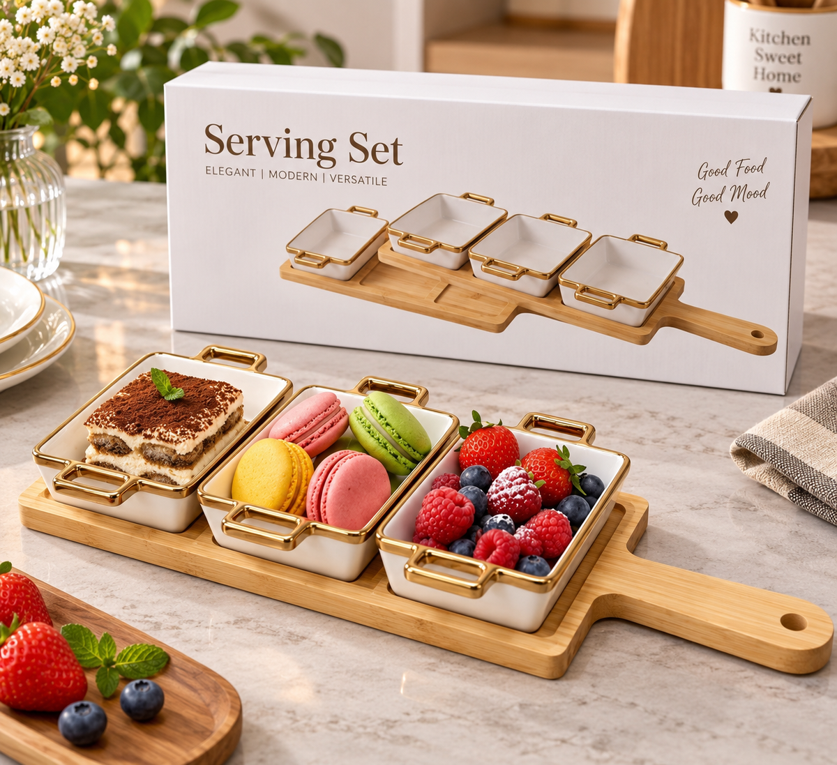 Elegant Tabletop Serving Dish Set, Luxury Snack & Appetizer Serving Set, All In One Appetizer Serving Tray