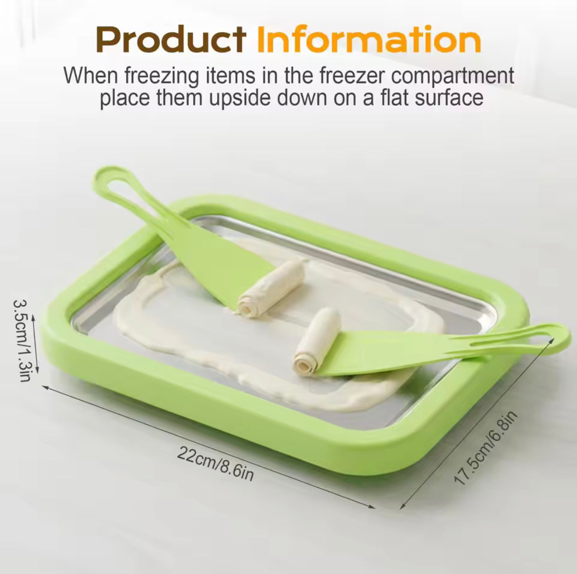 Instant Rolled Ice Cream Maker, Frozen Dessert Preparation Pan, Homemade Ice Cream Maker Tray, Homemade Ice Cream Roll Kit