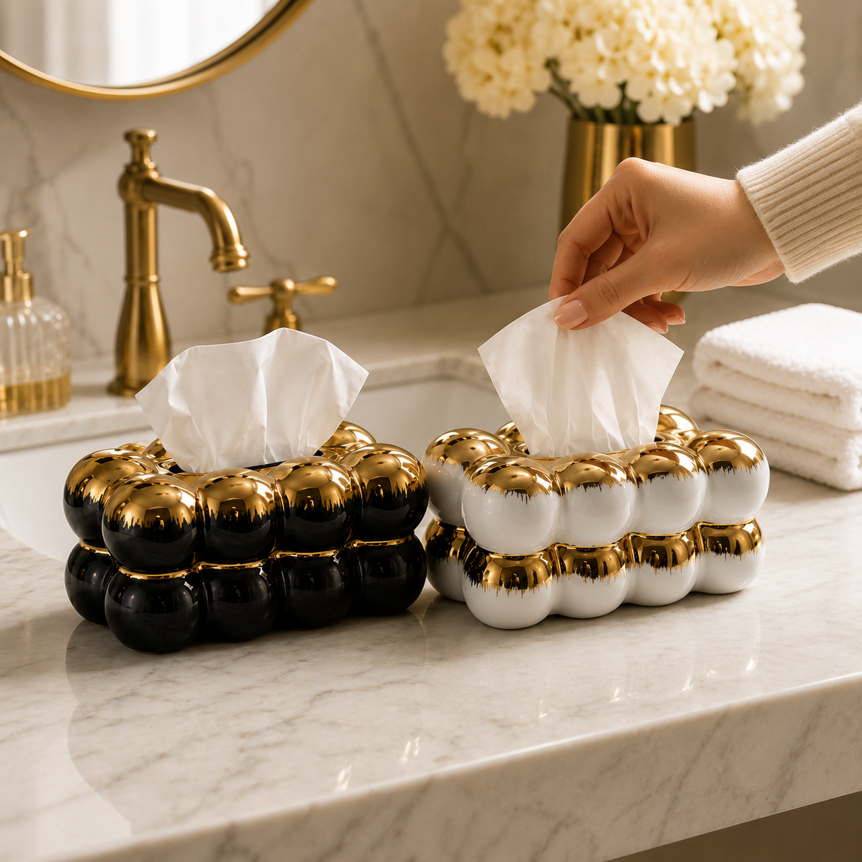 Luxury Bubble Ceramic Tissue Box, Decorative Ceramic Tissue Box, Luxury Vanity Tissue Box