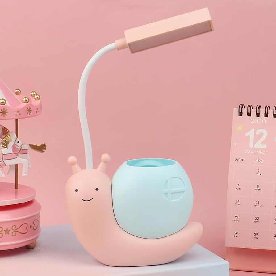 Cute Snail LED Desk Lamp with Pen Holder, Adjustable Study & Reading Light for Kids, Multifunctional Snail Desk Lamp, Decorative Snail Study Light