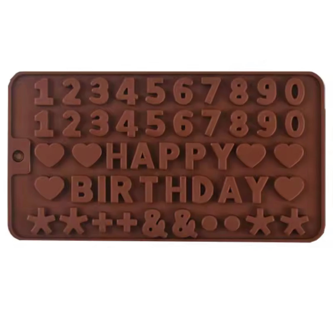 Silicone Birthday Mix Shapes Mold, English Alphanumeric Silicone Chocolate Molds, Cake Decorating Accessories