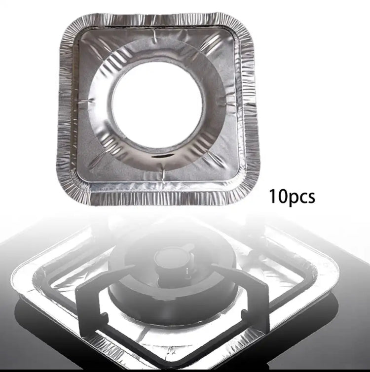 10Pcs Aluminium Stove Disposable Cover, Gas Burner Bib Liners Stove Cover, Cleaning Pad Mat Kitchen 10Pcs Aluminium Stove Disposable Cover, Gas Burner Bib Liners Stove Cover, Cleaning Pad Mat Kitchen