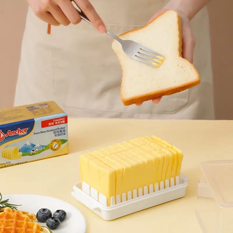 Butter Cutting Box, Crisper Butter Cutting Case With Lid, Cheese Butter Cutting Storage Box, Butter Refrigerator Fresh Keeper Container, Transparent Plastic Butter Box With Cover