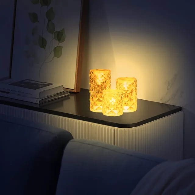 Romantic Rose Crystal Lamp, Mini Petals Diamond Table Lamp, Dimmable Golden Desk Lamp, Nordic Crystal Rechargeable Table Lamp, LED Romantic Desk Light