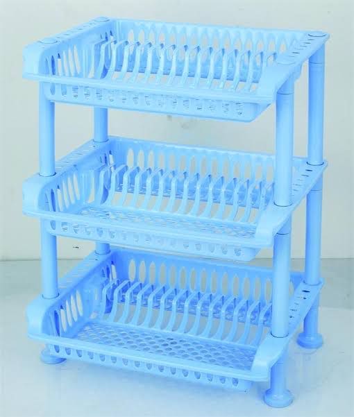 3 Layer Plastic Plate Rack, Kitchen Bathroom Plastic Storage Shelf, Household Toiletry Holder Organizer, Multifunctional Trolley Cart, Floor Standing Plastic Storage Shelf, Corner Shelf Stackable Organizer