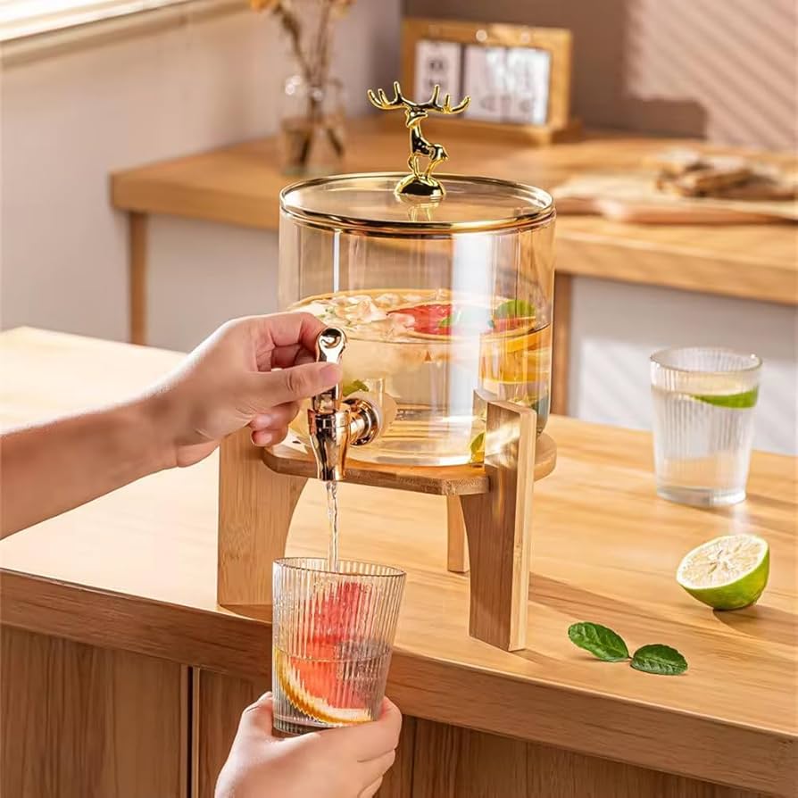 Borosilicate Glass Beverage Dispenser, Water Storage Glass Dispenser, Beverage Storage Jar, Glass Drinking Water Dispenser