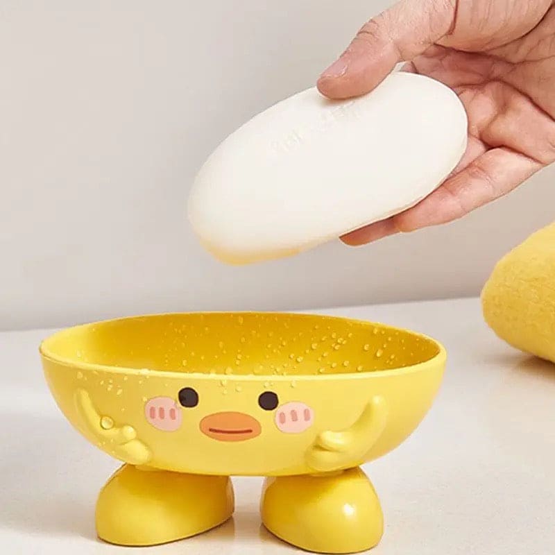 Eco Friendly Duck Soap Drain Box, Multifunctional Drain Soap And Sponge Holder, Cute Cartoon Oval Shaped Soap Dish