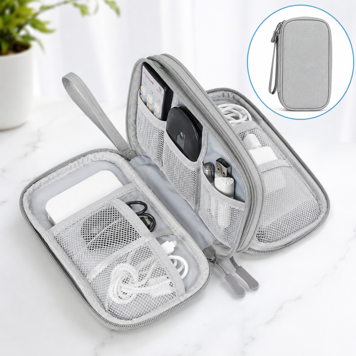 Double Layer Travel Cable Organizer Pouch, Waterproof Electronic Organizer Bag, Electronic Accessories Storage Bag