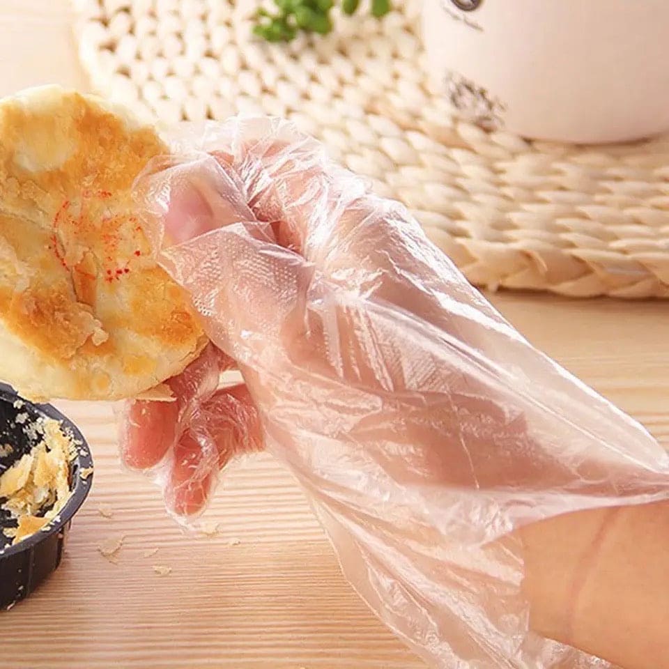 Set Of 100 Disposable Gloves, Transparent Hand Gloves, Food Grade Plastic Gloves, Plastic Dishwashing Gloves, Multipurpose Clear Disposable Gloves
