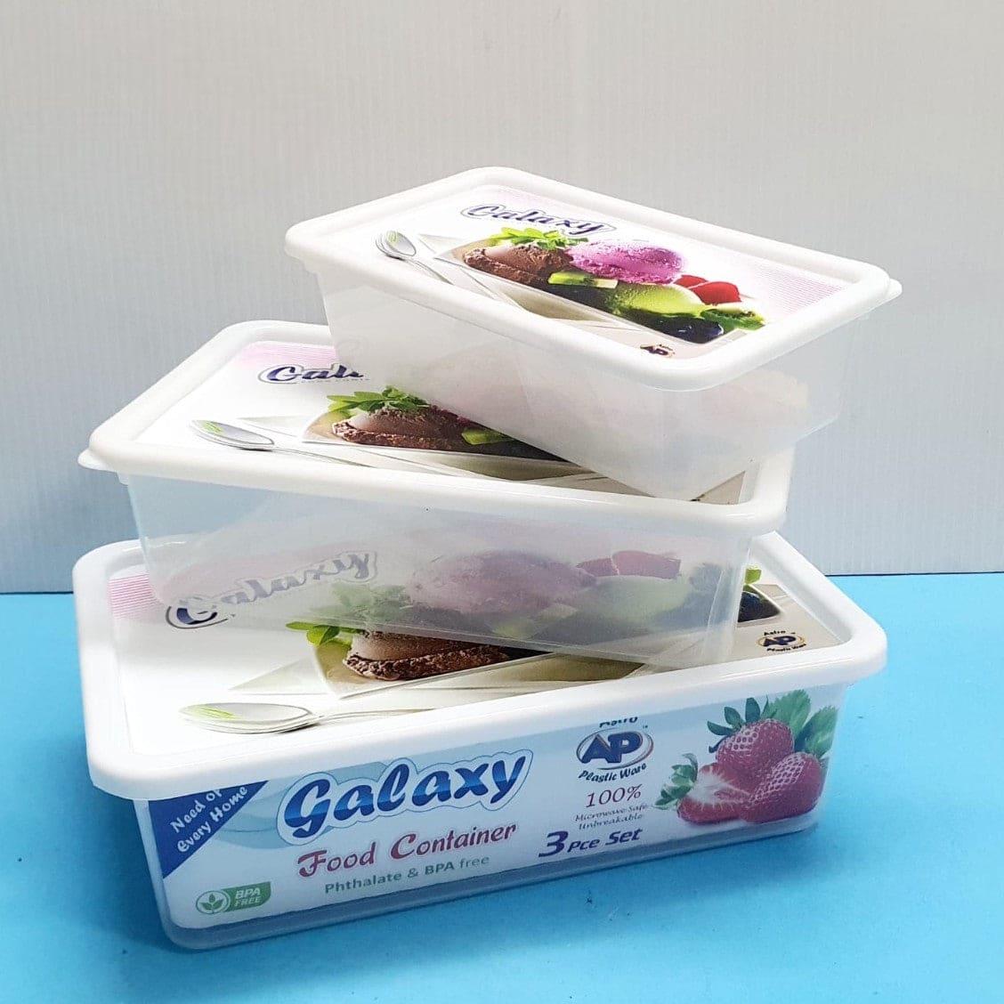 Set Of 3 Galaxy Smart Storage Box, Food Storage Box, Reusable Preservation Box With Lid, Food Storage Container with Lid for Refrigerator, Multipurpose Food Fridge Keeper