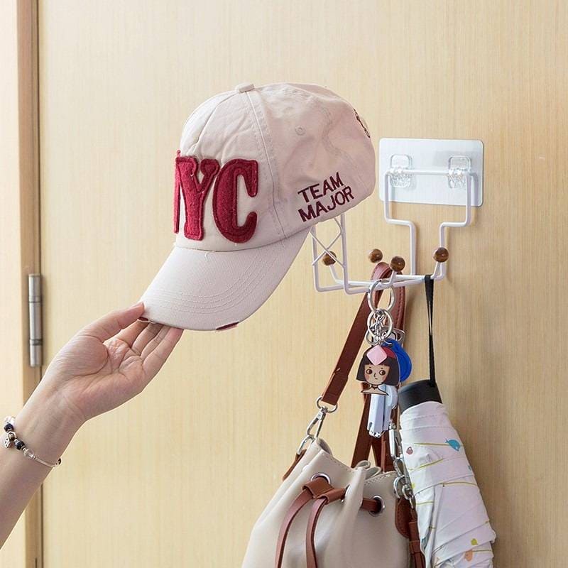 Iron Helmet Holder, Wall Mounted Hook Hanger, Clothing Hanging Hangers, Hat Cap Coat Keys Rack, Display Holder Hook Stand Rack, Multifunctional Non-marking Paste Rack, Wall Mounted Hanger Hat Organizer