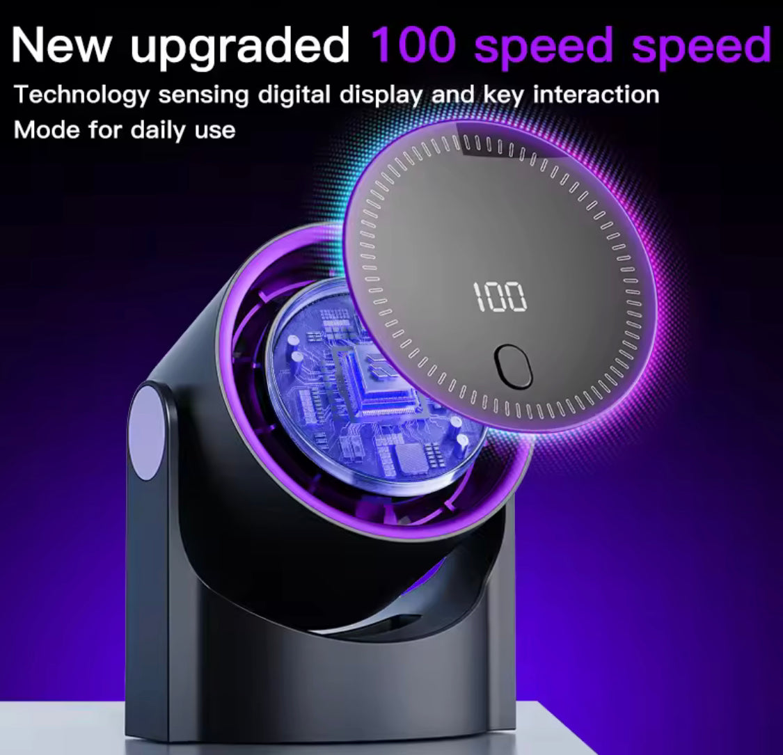 Rechargeable Desk Fan with Digital Display, Wall Mounted Air Conditioner Table Fan, Multifunction Bladeless Fan