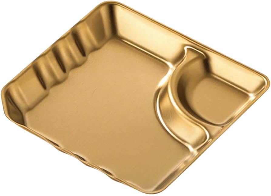 Stainless Steel Dumpling Plate With Dipping Saucer, Two Compartment Serving Platters, , Kitchen Gadgets
