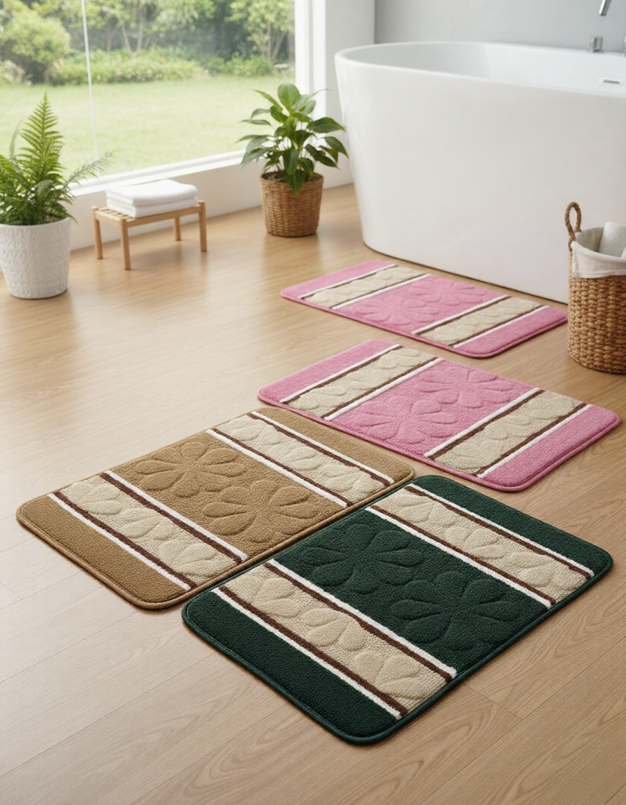 Luxury Anti Slip Bath Mat, Absorbent Microfiber Bath Mats, Non Slip Spa Quality Bath Mats