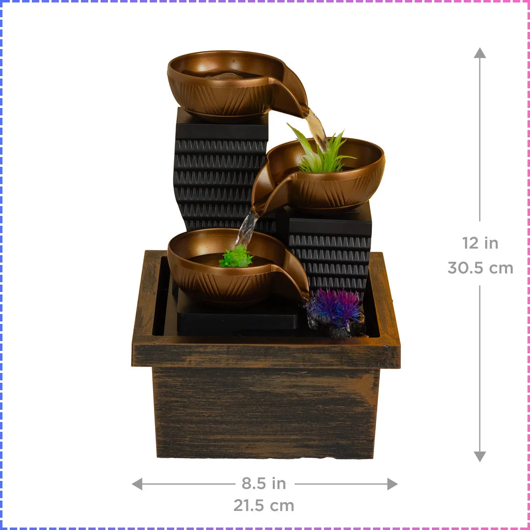 Desktop Water Flowing Ornament Fountain, 3 Tier Water Fountain, Desktop Decor Fountain