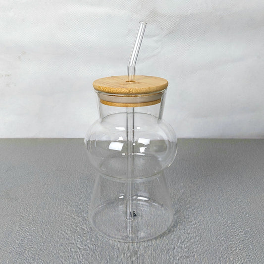 Fancy Coffee Cup With Straw, Boba Tea Glass, Fancy Beverage Container, Travel Glass Mug