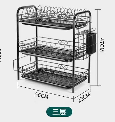 3-Tier Dish Drying Rack, Kitchen Storage Shelf, Kitchen Organizer Drainer