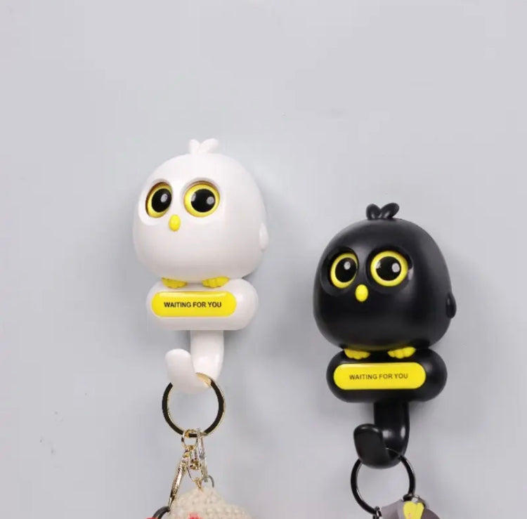 Cute Bird Wall Hook, Creative Bird Hook With Movable Eyes, Self Adhesive Hooks for Clothes Hat Scarf