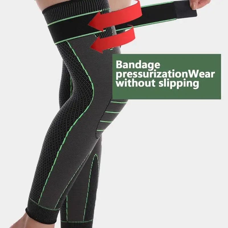 1 Pc Compression Knee Pad With Strap, Long Full Legs Sleeve, Arthritis Relief Running Gym Sport Knee Pad, Elastic Long Kneepad Brace, Warm Belt Knee Massager, Leg Self Heating Support Knee Pad
