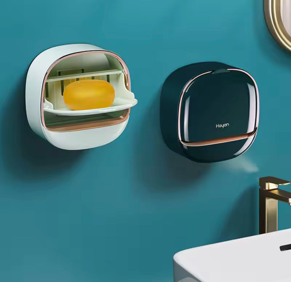 Wall Mounted Soap Box With Flip Cover, Soap Holder With Drainage Tray, Soap Holder With Lid, ABS Soap Box With Lid