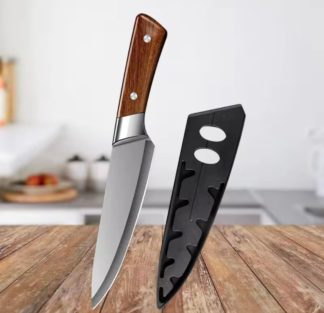 Stainless Steel Kitchen Knife with Protective Cover, Butcher Knife, Steak Cutting Knife, Professional Knife Kitchen Chopping Chef Tool