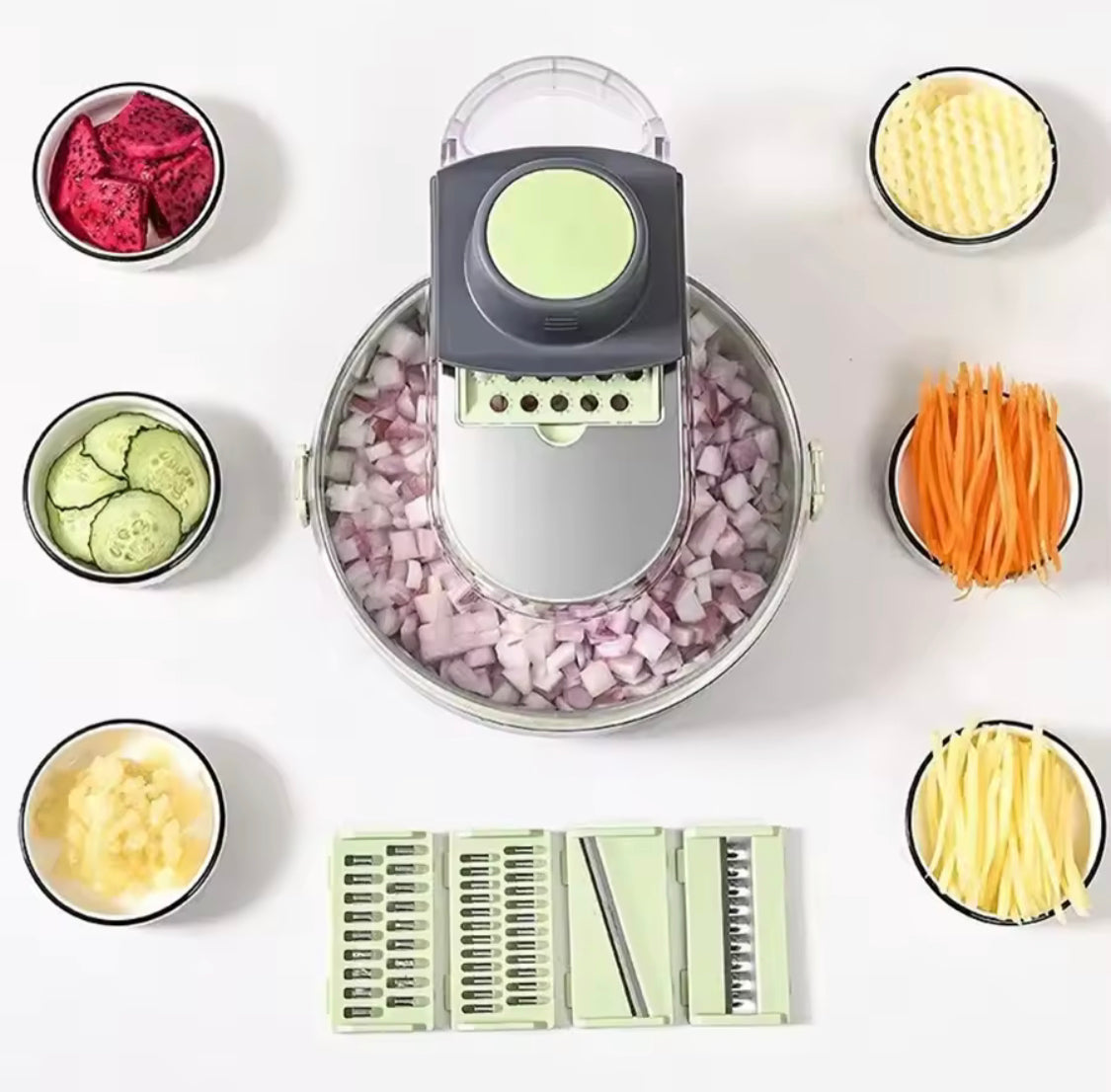 14 In 1 Vegetable Chopper, Draining Vegetable Cutter With Stainless Steel Blades, Manual Hand Food Chopper, Kitchen Gadget