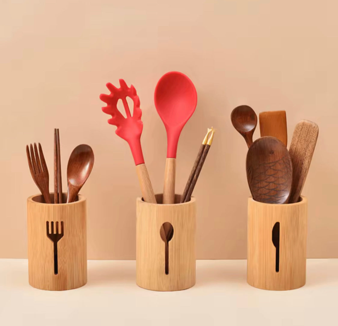 Eco Friendly Natural Bamboo Chopsticks Holder, Kitchen Storage Holder, Multifunctional Household Tableware Spoon Box