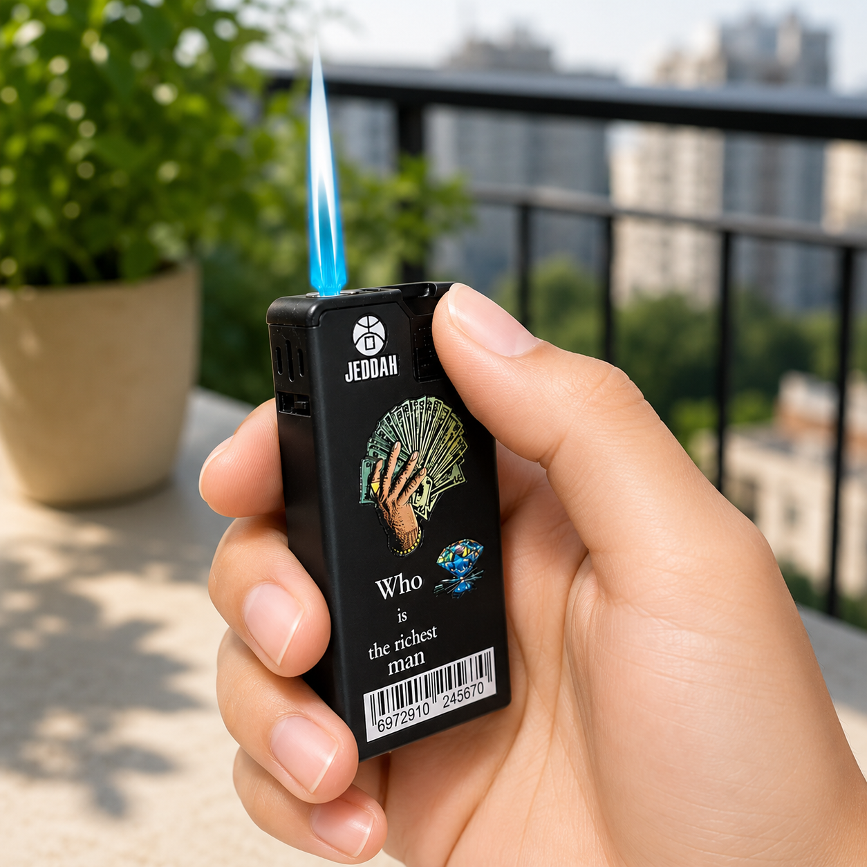 Jeddah Mini Jet Flame Lighter, Designer Print Jet Flame Lighter, Metal Body Jet Flame Lighter, Windproof Pocket Torch Lighter