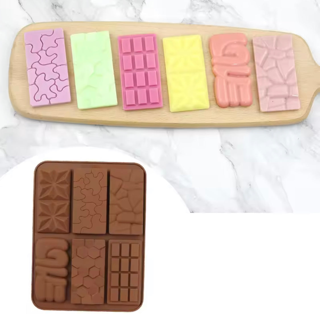 6 Grids Mini Rectangular Silicone Chocolate Mold, Easy Release Rectangle Chocolate Mold, Non Stick Silicone Mold
