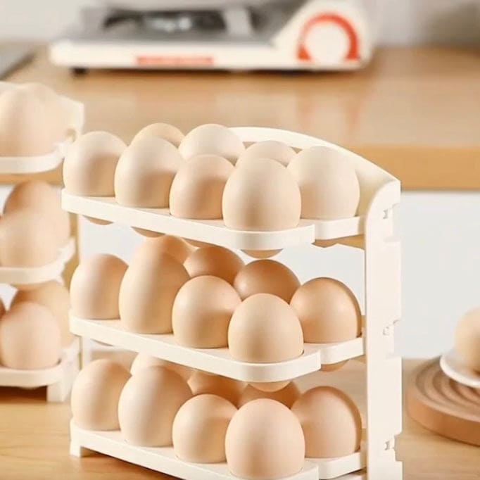 Folding Egg Rack, 24 Grid Egg Storage Holder, 3 Layer Foldable Egg Organizer, Kitchen Countertop Portable Egg Carrier, Home Egg Fresh Storage Box, Fridge Door Egg Rack, Foldable Kitchen Refrigerator Closet Egg Organizer