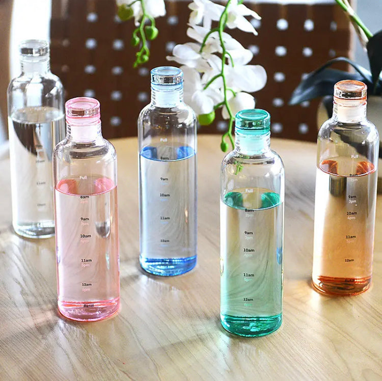 Large Capacity Glass Bottle, Glass Bottle With Time Marker, Leakproof Drop-Resistant Water Bottle